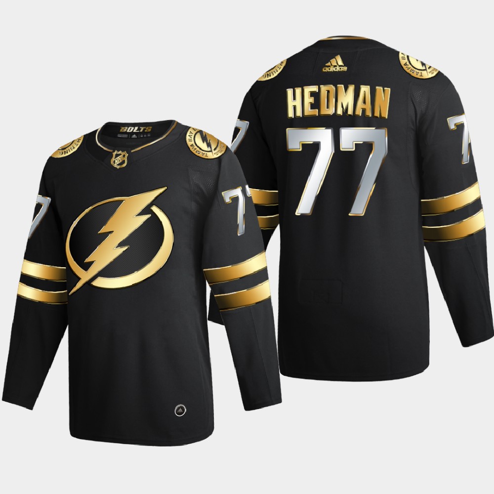 Tampa Bay Lightning 77 Victor Hedman Men Adidas Black Golden Edition Limited Stitched NHL Jersey